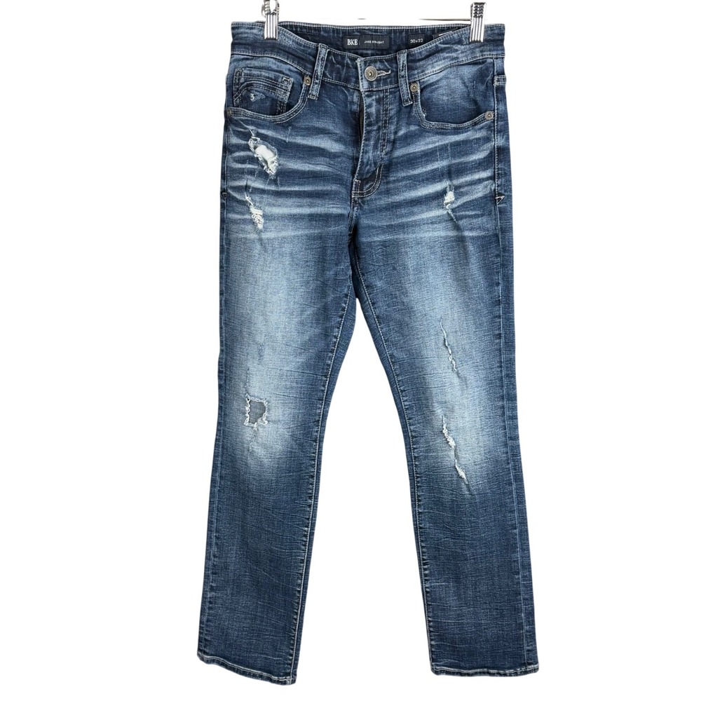 BKE Jake Straight Leg Distressed Medium Wash Mens Jeans 30x32